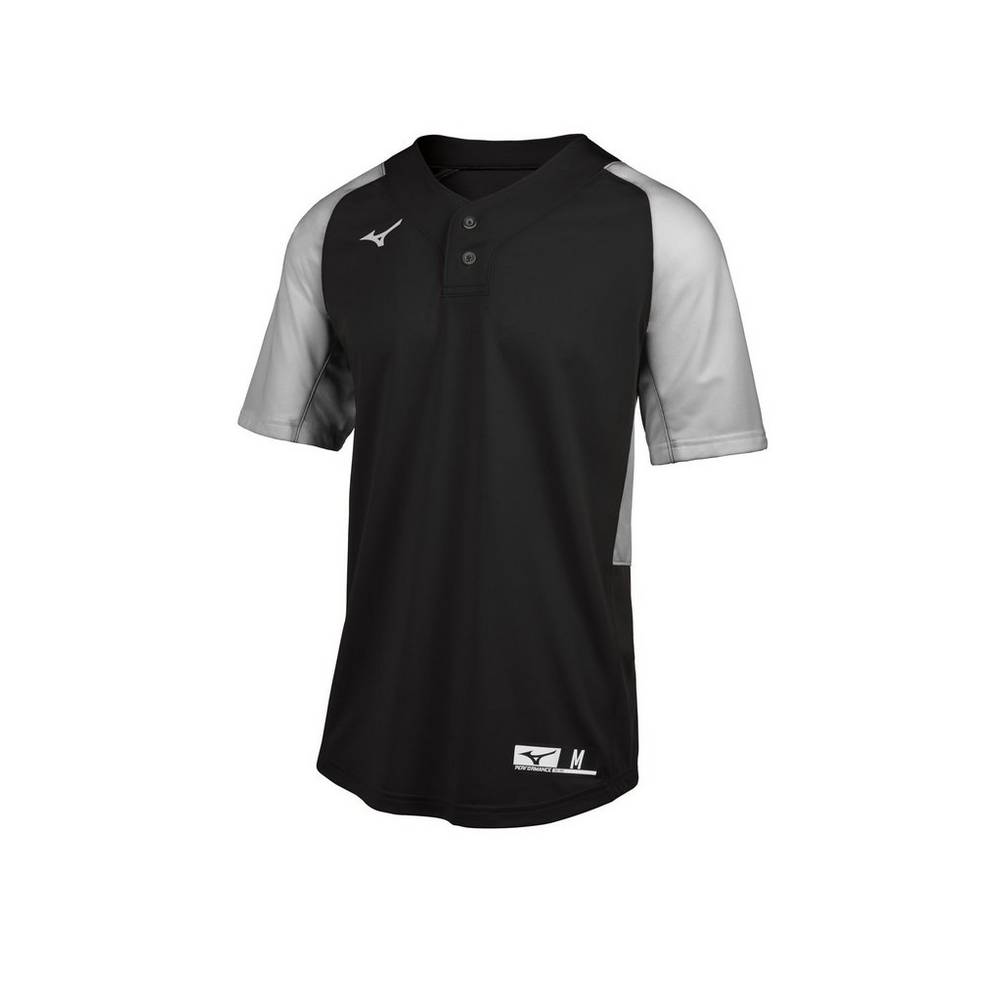 Maglia Mizuno Baseball Aerolite 2-Button Uomo - Nere/Grigie - 12354-FRJC